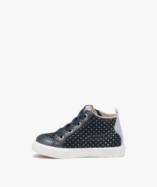 Baskets bébé fille mid-cut en cuir à petits pois scintillants - Alma Planète vue3 - ALMA - GEMO