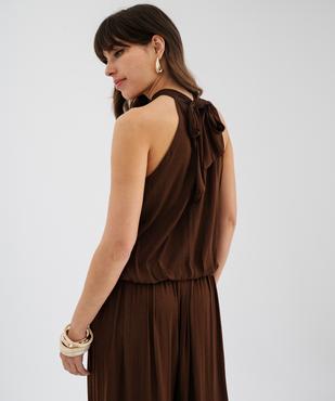 Blouse sans manches en satin avec col noué femme vue3 - GEMO(FEMME PAP) - GEMO