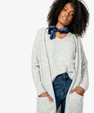 Gilet femme coupe longue en maille épaisse vue2 - GEMO(FEMME PAP) - GEMO