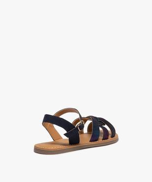 Sandales fille à brides en cuir retourné finement pailletées vue4 - GEMO (ENFANT) - GEMO