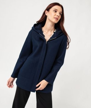 Manteau court zippé à capuche doublée sherpa femme vue1 - GEMO(FEMME PAP) - GEMO