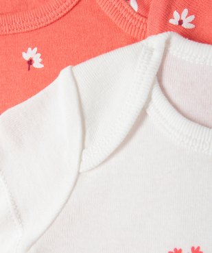 Bodies bébé fille à manches courtes à motifs fleuris (lot de 3) vue2 - GEMO 4G BEBE - GEMO