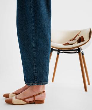 Escarpins slingback à talon plat bimatières femme - Follow Me vue1 - FOLLOW ME - GEMO