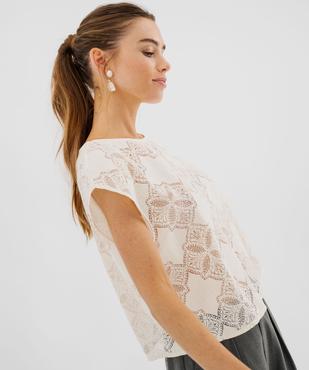 Tee-shirt sans manches en dentelle ajourée coupe loose femme vue1 - GEMO(FEMME PAP) - GEMO