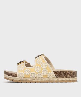 Mules à semelle plateforme et larges brides brodées femme - 5 Miles vue3 - 5 MILES - GEMO
