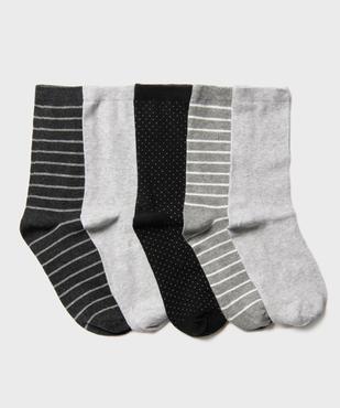 Chaussettes tige haute à motifs pois et rayures femme (lot de 5)  vue1 - GEMO 4G FEMME - GEMO