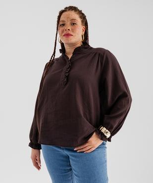 Blouse manches longues avec col victorien à volants femme grande taille vue5 - GEMO (G TAILLE) - GEMO