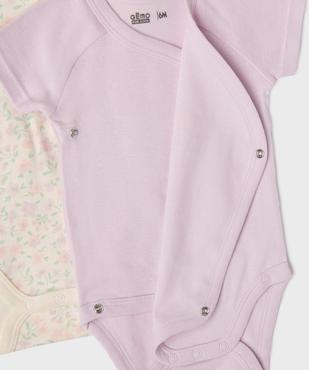 Body à manches courtes fermeture croisée motifs fleuris bébé fille (lot de 3) vue3 - GEMO 4G BEBE - GEMO