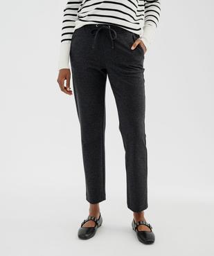Pantalon droit en maille extensible à chevrons femme  vue1 - GEMO(FEMME PAP) - GEMO