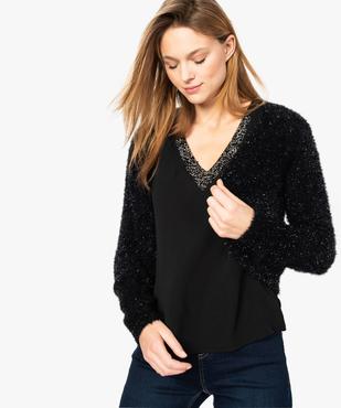 Gilet femme forme boléro en maille pailletée vue1 - GEMO(FEMME PAP) - GEMO