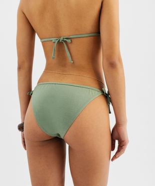 Bas de maillot de bain culotte à fines paillettes avec liens femme vue2 - GEMO (PLAGE) - GEMO