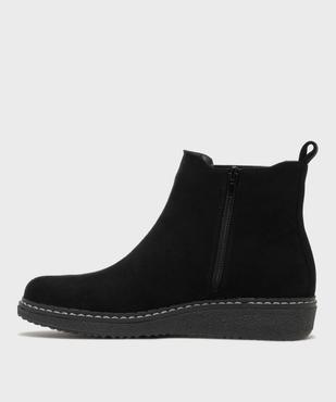 Boots en suédine avec doublure chaude et élastique latéral femme - G'flex vue3 - G'FLEX - GEMO