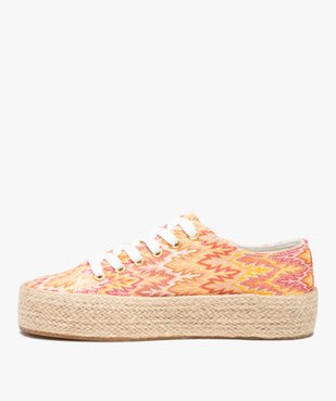 Baskets femme en toile multicolore à semelle en corde vue4 - GEMO 4G FEMME - GEMO