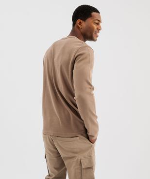 Tee-shirt manches longues en coton piqué avec col tunisien homme vue4 - GEMO 4G HOMME - GEMO