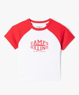 Tee-shirt manches courtes en maille côtelée coupe courte fille - Camps United vue2 - CAMPS - GEMO