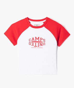 Tee-shirt manches courtes en maille côtelée coupe courte fille - Camps United vue2 - CAMPS - GEMO
