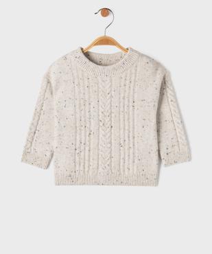 Pull torsadé en maille mouchetée bébé garçon vue1 - GEMO(BEBE DEBT) - GEMO
