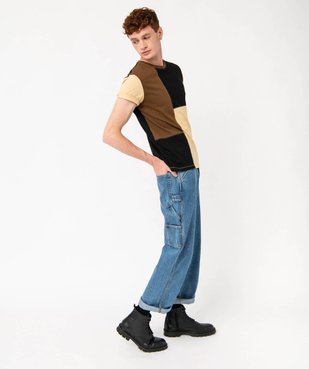 Tee-shirt à manches courtes effet patchwork homme vue5 - GEMO (HOMME) - GEMO