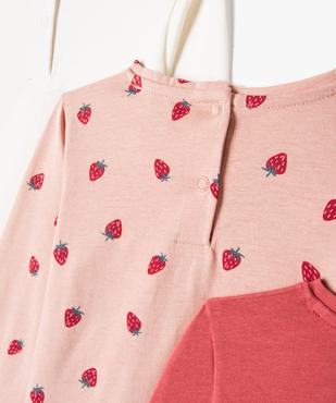Tee-shirt bébé fille à manches longues imprimé thème fruit (lot de 3) vue3 - GEMO(BEBE DEBT) - GEMO