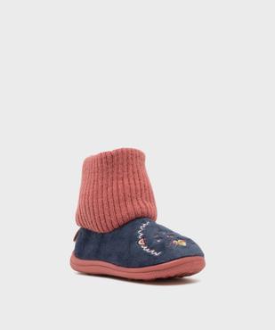 Chaussons en velours à tige montante chaussette fille vue2 - GEMO (ENFANT) - GEMO