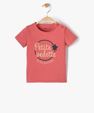 Tee-shirt bébé fille à manches courtes et motif pailleté vue1 - GEMO 4G BEBE - GEMO