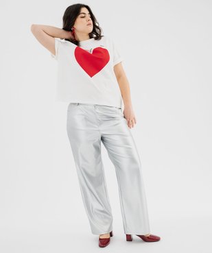 Tee-shirt manches courtes à motif coeur femme grande taille vue4 - GEMO (G TAILLE) - GEMO