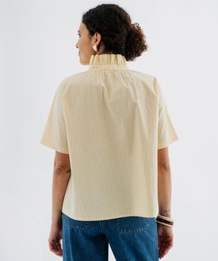 Blouse à manches courtes avec volants sur le col femme vue3 - GEMO(FEMME PAP) - GEMO