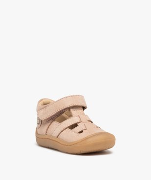 Sandales premiers pas bébé garçon dessus cuir uni – NA! vue2 - NA! - GEMO