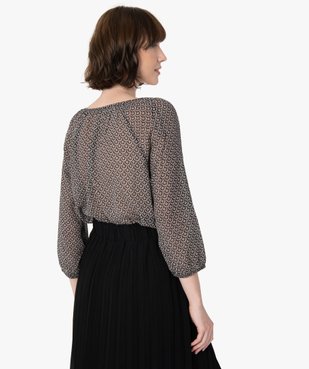 Blouse femme imprimée en voile à col rond vue3 - GEMO(FEMME PAP) - GEMO
