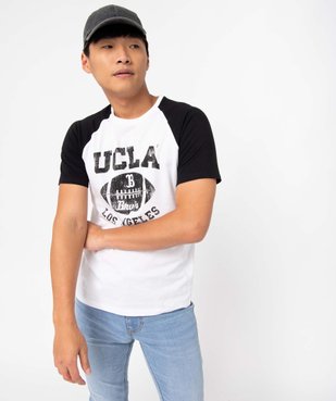 Tee-shirt homme à manches courtes contrastantes - Ucla vue1 - UCLA - GEMO