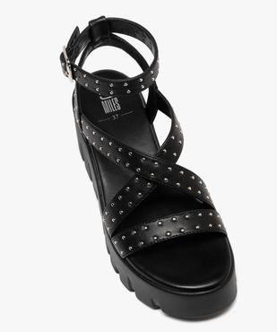 Sandales à talon compensé, semelle plateforme et brides à clous femme vue6 - 5 MILES - GEMO