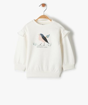 Sweat bébé fille avec motif et volants sur les épaules vue1 - GEMO(BEBE DEBT) - GEMO