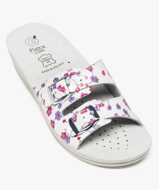 Mules femme confort 2 brides fleuries à boucles - Cloggy vue5 - CLOGGY - GEMO