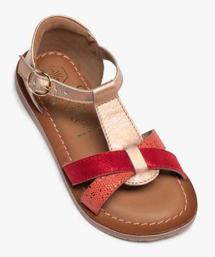 Sandales filles à brides croisées en cuir et talon fermé vue5 - GEMO (ENFANT) - GEMO
