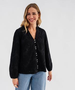 Blouse en coton à motifs brodés femme vue1 - GEMO(FEMME PAP) - GEMO