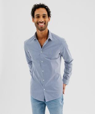 Chemise rayée coupe slim en coton stretch homme vue8 - GEMO 4G HOMME - GEMO