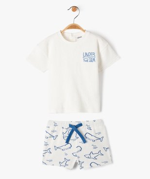Ensemble bébé garçon 2 pièces : short + tee-shirt en éponge vue1 - GEMO(BEBE DEBT) - GEMO