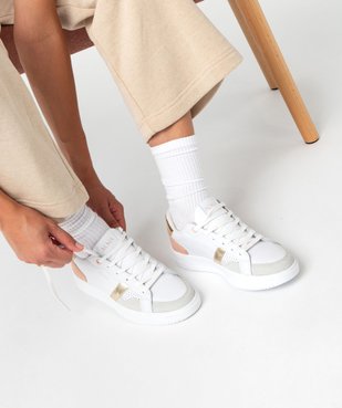 Baskets dessus cuir avec touches métallisées femme - Alma vue1 - ALMA - GEMO