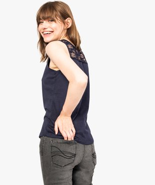Débardeur femme bas arrondi avec dos et épaules en dentelle vue3 - GEMO (MAILLE) - GEMO