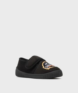 Chaussons en velours à scratch imprimé football garçon vue3 - GEMO (ENFANT) - GEMO