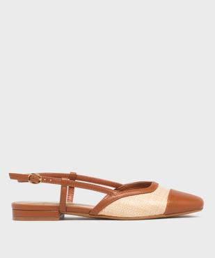 Escarpins slingback à talon plat bimatières femme - Follow Me vue1 - FOLLOW ME - GEMO