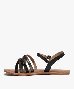 Sandales femme à fines brides en cuir brillantes - Tanéo Coupe spéciale pied large vue3 - TANEO - GEMO
