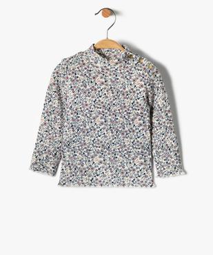Tee-shirt bébé fille en maille côtelée à motifs fleuris - LuluCastagnette vue1 - LULUCASTAGNETTE - GEMO