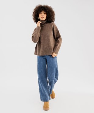 Jean wide leg en coton à poches plaquées femme vue1 - GEMO 4G FEMME - GEMO