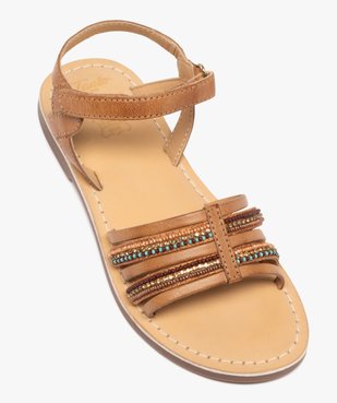 Sandales en cuir multibrides à perles fille  – Tanéo vue5 - TANEO GEMO FOR GOOD - GEMO