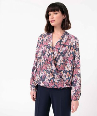 Blouse femme à manches longues forme cache-coeur  vue2 - GEMO(FEMME PAP) - GEMO