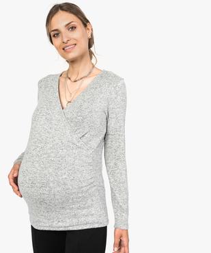 Tee-shirt de grossesse col cache-cœur et manches longues vue1 - GEMO (MATER) - GEMO
