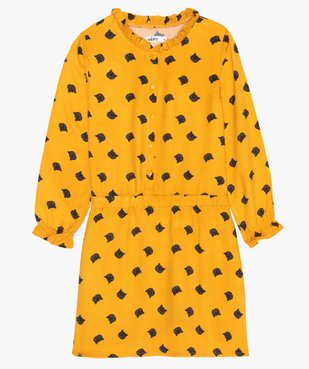 Robe fille imprimée à manches longues et taille élastiquée  vue2 - GEMO (ENFANT) - GEMO