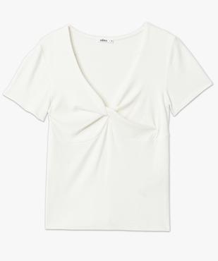 Tee-shirt femme en maille côtelée encolure effet noué vue4 - GEMO(FEMME PAP) - GEMO