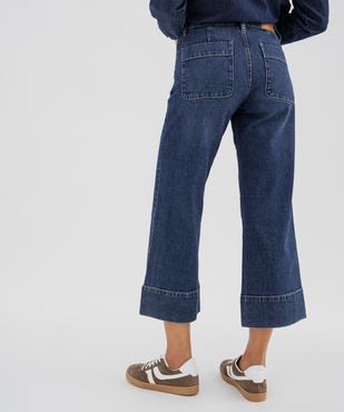 Jean wide leg en denim de coton avec poches plaquées femme vue3 - GEMO 4G FEMME - GEMO
